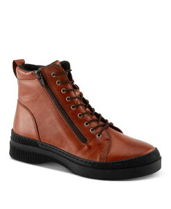 �X�v�����O�X�e�b�v ���f�B�[�X �V���[�Y �u�[�c�E���C���u�[�c ���U�[ Spring Step Hoylein Leather Combat-Style Boot with Double Zippers and Removable Insole Cognac