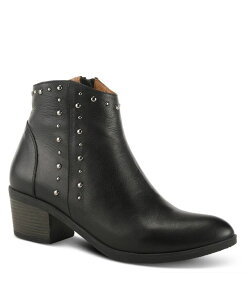 XvOXebv fB[X V[Y u[cECu[c U[ Spring Step Azura Wildwest Leather Western Bootie with Studded Detail and Inside Zipper Black ubN