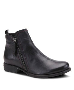 �X�v�����O�X�e�b�v ���f�B�[�X �V���[�Y �u�[�c�E���C���u�[�c ���U�[ �q�[�� Spring Step Oziel Leather Bootie with Decorative Zipper and Chunky Sculpted Heel Black �u���b�N
