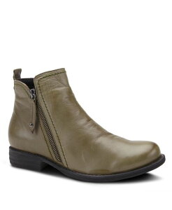 �X�v�����O�X�e�b�v ���f�B�[�X �V���[�Y �u�[�c�E���C���u�[�c ���U�[ �q�[�� Spring Step Oziel Leather Bootie with Decorative Zipper and Chunky Sculpted Heel Olive green �O���[��