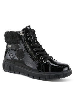 �X�v�����O�X�e�b�v ���f�B�[�X �V���[�Y �u�[�c�E���C���u�[�c ���[�X Spring Step ALPS Water Resistant Boots with Sherpa Lining and Lace-Up Detail Black patent �u���b�N