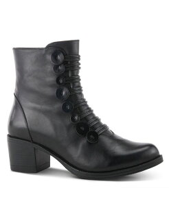 �X�v�����O�X�e�b�v ���f�B�[�X �V���[�Y �u�[�c�E���C���u�[�c ���[�X ���U�[ �q�[�� Spring Step Garibaldi Leather Mid Boot with Decorative Lace and Button Detail on Block Heel Black �u���b�N