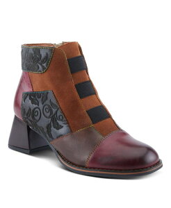 eBXe fB[X V[Y u[cECu[c xxbg XG[h u[c U[ q[ L'Artiste L f Artiste Women f s COPINE Multicolor Embossed Leather & Suede Booties with Velvet Lining and Chunky H