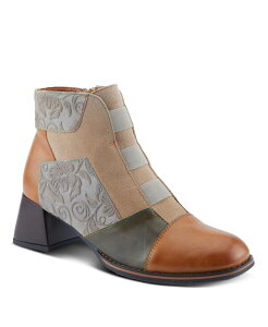 eBXe fB[X V[Y u[cECu[c xxbg XG[h u[c U[ q[ L'Artiste L f Artiste Women f s COPINE Multicolor Embossed Leather & Suede Booties with Velvet Lining and Chunky H
