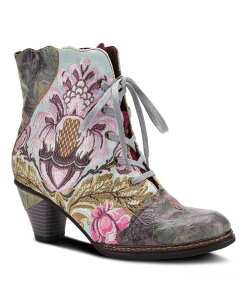 �����e�B�X�e ���f�B�[�X �V���[�Y �u�[�c�E���C���u�[�c ���U�[ L'Artiste L�fArtiste Women�fs SIREN Embroidered Floral Lace-Up Booties with Embossed Leather ...