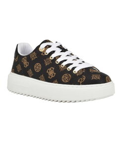 QX fB[X V[Y Xj[J[ vbgtH[ [X GUESS Women's Denesa Treaded Platform Lace-Up Sneakers Dark Brown Logo uE