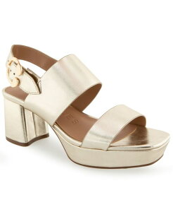 �G�A���\�[���Y ���f�B�[�X �V���[�Y �T���_�� �v���b�g�t�H�[�� Aerosoles Women's Prym Platform Sandal Soft gold metallic nappa leather �S�[���h