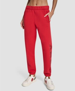 �_�i �L������ �j���[���[�N ���f�B�[�X �{�g���X �J�W���A���p���c ���S DKNY Women's Exploded Rhinestone Varsity Logo High Rise Relaxed Jogger City Crimson �N�����]��