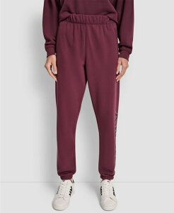 �_�i �L������ �j���[���[�N ���f�B�[�X �{�g���X �J�W���A���p���c ���S DKNY Women's Exploded Rhinestone Varsity Logo High Rise Relaxed Jogger Syrah