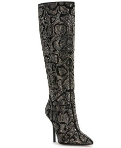 �W�F�V�J�V���v�\�� ���f�B�[�X �V���[�Y �p���v�X �u�[�c Jessica Simpson Women's Lovienn Stiletto Knee-High Dress Boots Regular & Wide Calf Black Snake Rhinestone �u���b�N