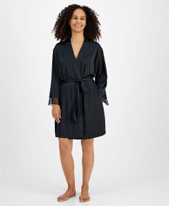 yz AC.Gk.V[ C^[iVi RZvg fB[X iCgEFA A_[EFA Women's Lace-Trim Stretch Satin Robe XS-3X Deep Black