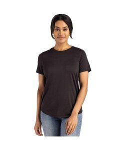 �J�b�^�[�A���h�o�b�N ���f�B�[�X �g�b�v�X �V���c T�V���c Cutter & Buck Women's Coastline Epic Comfort Recycled Short Sleeve Tee Black �u���b�N