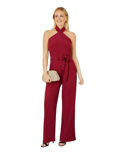 ���~�L�� ���f�B�[�X �g�b�v�X �W�����v�X�[�c �z���^�[ Yumi Women's Cross Over Halter Neck Jumpsuit Burgundy �o�[�K���f�B