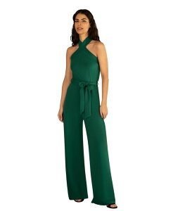 ���~�L�� ���f�B�[�X �g�b�v�X �W�����v�X�[�c �z���^�[ Yumi Women's Cross Over Halter Neck Jumpsuit Green �O���[��