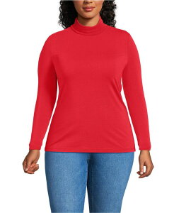 YGh fB[X gbvX Vc ^[glbN vXTCY W[W[ Lands' End Plus Size Lightweight Jersey Long Sleeve Turtleneck Compass red bh