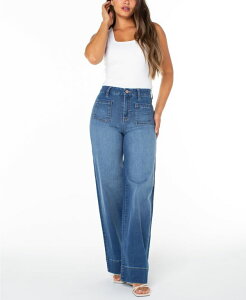 �Z���u���e�B�s���N ���f�B�[�X �{�g���X �f�j���p���c �W�[���Y Celebrity Pink Juniors' High-Rise Wide-Leg Patch-Pocket Jeans Bubble Pop