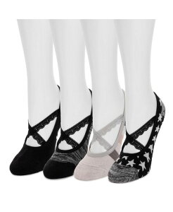 ���N���N�X ���f�B�[�X �A���_�[�E�F�A �C�� MUK LUKS Women's Studio Socks - Criss Cross Ballerina 4PK Black/grey pack �u���b�N