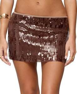 �A�f�B�N�e�b�h ���f�B�[�X �{�g���X �X�J�[�g �~�j �X�p���R�[�� Edikted Women's Kaylee Sequin Mini Skirt Brown �u���E��