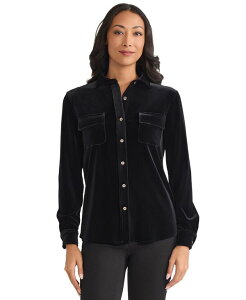�W���[���Y�j���[���[�N ���f�B�[�X �g�b�v�X �V���c Jones New York Women's Long Sleeve Velour Shirt Jones Black �u���b�N