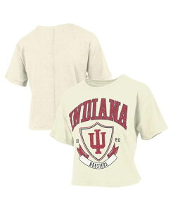 vX{bNX fB[X gbvX TVc Be[W Vc Nbvh Pressbox Women's Cream Indiana Hoosiers Buckler Vintage Cropped T-Shirt Cream N[