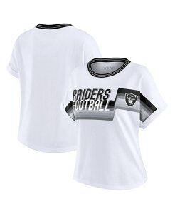 �E�F�A �o�C �G���� �A���h���[�Y ���f�B�[�X �g�b�v�X T�V���c �N���b�v�h WEAR by Erin Andrews Women's White Las Vegas Raiders Cropped Center Stripe Dolman T-Shirt White �z���C�g