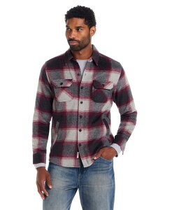 EFU[v[t Y AE^[ WPbgEu] E[ Vc WPbg Weatherproof Vintage Wool Blend Brushed Plaid Shirt Jacket Burgundy o[KfB