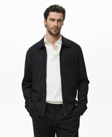 マンゴ メンズ アウター パーカー・スウェット スウェット シャツ MANGO Men's Zip-Up Pocket Sweatshirt Black ブラック