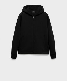 マンゴ メンズ アウター パーカー・スウェット パーカー MANGO Men's Zip-Up Hoodie Black ブラック