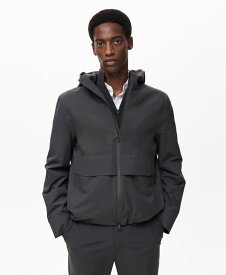 マンゴ メンズ アウター ジャケット・ブルゾン フーデッドジャケット ジャケット MANGO Men's Water-Repellent Hooded Jacket Dark Green グリーン
