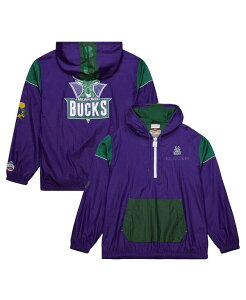 �~�b�`�F��&�l�X �����Y �A�E�^�[ �W���P�b�g�E�u���]�� �W���P�b�g Mitchell & Ness Men's and Women's Purple Milwaukee Bucks Hardwood Classics Team OG 3.0 Anorak Half-Zip Windbreaker Jacket Purple �p�[�v��