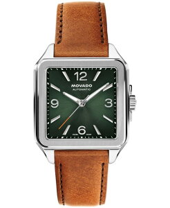 ���o�h �����Y �A�N�Z�T���[ �r���v ���U�[ Movado Men's 1917 Swiss Automatic Cognac Leather Watch 35x45.2mm Brown �u���E��