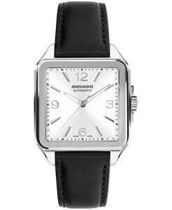 ���o�h �����Y �A�N�Z�T���[ �r���v ���U�[ Movado Men's 1917 Swiss Automatic Black Leather Watch 35x45.2mm Black �u���b�N