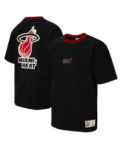 �~�b�`�F��&�l�X �����Y �g�b�v�X T�V���c ���B���e�[�W �V���c ���S Mitchell & Ness Men's and Women's Black Miami Heat Playmaker Vintage Logo T-Shirt Black �u���b�N