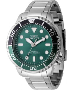�C���r�N�^ �����Y �A�N�Z�T���[ �r���v Invicta Men's 47220 Pro Diver Quartz 3 Hand Green Dial Watch Silver �V���o�[