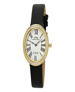 |Tu[ fB[X ANZT[ rv U[ Porsamo Bleu Women's Eloise Watch with Topaz Gemstone and Genuine Leather Band 1351BELL Gold tone and black ubN