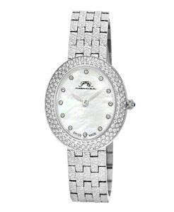 |Tu[ fB[X ANZT[ rv TVc Porsamo Bleu Women's Angelica Watch with Mother of Pearl Dial Topaz Gemstones and Stainless Steel Bracelet 1342AANS Silver tone Vo[