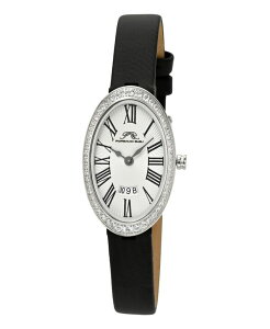 |Tu[ fB[X ANZT[ rv U[ Porsamo Bleu Women's Eloise Watch with Topaz Gemstone and Genuine Leather Band 1351AELL Silver tone and black ubN