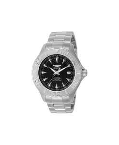 CrN^ Y ANZT[ rv Invicta Men's 7034 Signature Automatic 3 Hand Black Dial Watch Silver Vo[