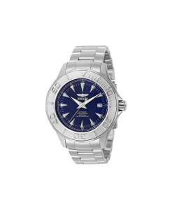 CrN^ Y ANZT[ rv Invicta Men's 7035 Signature Automatic 3 Hand Blue Dial Watch Silver Vo[