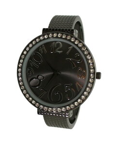 �I���r�A�v���b�g ���f�B�[�X �A�N�Z�T���[ �r���v Olivia Pratt Gunmetal Big Round Face with Rhinestones Women Watch Gunmetal �K�����^��