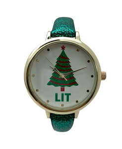 �I���r�A�v���b�g ���f�B�[�X �A�N�Z�T���[ �r���v ���U�[ �t�F�C�N���U�[ Olivia Pratt Shiny Green Faux Leather Christmas Themed Women Watches Shiny green �O���[��