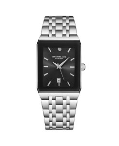 �X�g�D�[�����O ���f�B�[�X �A�N�Z�T���[ �r���v Stuhrling 4084 Modern Rectangular Bracelet Watch Sunray Dial Date Display Slim Stainless Design No Color