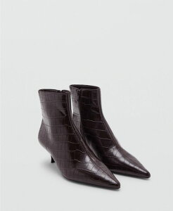 �}���S ���f�B�[�X �V���[�Y �u�[�c�E���C���u�[�c �A���N�� �u�[�c MANGO Women's Croc-Effect Pointed-Toe Ankle Boots Chocolate �`���R���[�g