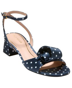 �R�[���n�[�� ���f�B�[�X �V���[�Y �T���_�� �q�[�� Cole Haan Women's Florette Block Heel Sandals Navy & White Polka Dot Satin �z���C�g