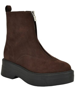 JoNC fB[X V[Y u[cECu[c vbgtH[ u[c Calvin Klein Women's Rivin Front Zip Platform Booties Dark Brown uE