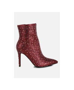 �����h�����O ���f�B�[�X �V���[�Y �u�[�c�E���C���u�[�c London Rag Womens Lobelia Rhinestones Embellished Stiletto Boots Medium red ���b�h
