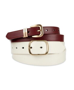 �J���o���N���C�� ���f�B�[�X �A�N�Z�T���[ �x���g Calvin Klein 2-Pc. Reversible Center Bar Buckle Belt Set Bone/burgundy �o�[�K���f�B