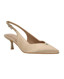 �Q�X ���f�B�[�X �V���[�Y �p���v�X �q�[�� GUESS Women's Yannick Embellished Kitten Heel Slingback Pumps Light Natural