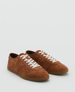 �}���S ���f�B�[�X �V���[�Y �X�j�[�J�[ �X�G�[�h MANGO Women's Suede Sneakers Medium Brown �u���E��