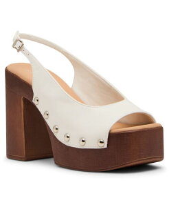 �}�b�f���K�[�� ���f�B�[�X �V���[�Y �p���v�X �v���b�g�t�H�[�� Madden Girl Women's Xanadu Wooden Platform Slingback Pumps Bone Smooth